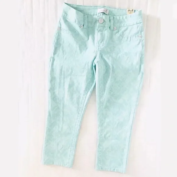 Seven7 | Cropped Pants Size 6 x 22 Mint Abstract - Picture 6 of 8
